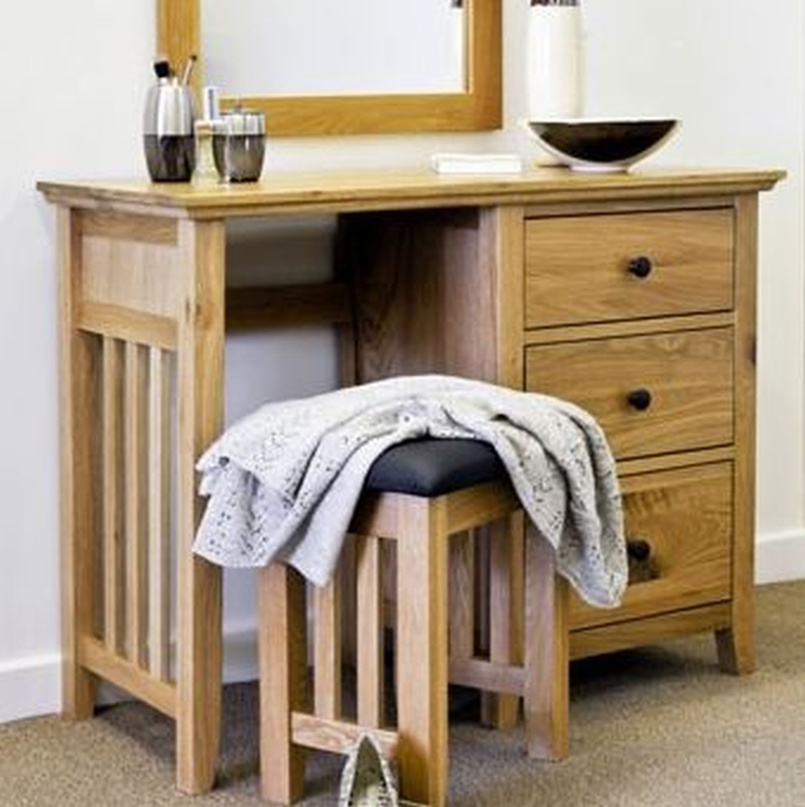 Belfry solid oak bedroom furniture small dressing table | eBay